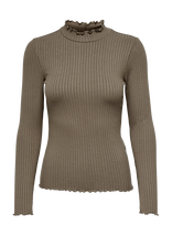 JDY - Jdyfransiska Life L/S Hi-Nck Top Jr Noos - Marškinėliai ilgomis rankovėmis - Ruda