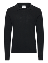 Lindbergh - Lambswool L/S V-Neck Polo - Polo marškinėliai ilgomis rankovėmis - Juoda