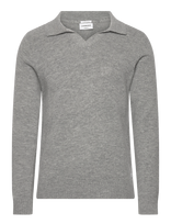 Lindbergh - Lambswool L/S V-Neck Polo - Polo marškinėliai ilgomis rankovėmis - Pilka