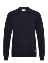 Lindbergh - Lambswool L/S V-Neck Polo - Polo marškinėliai ilgomis rankovėmis - Tamsiai mėlyna