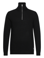 Lindbergh - Lambswool Half Zip Knit Oversize Collar - Megztinis su užtrauktuku - Juoda