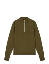 Mads Nørgaard - Wool Klemens Half Zip Knit - Megztinis su užtrauktuku - Chaki spalva