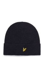 Lyle & Scott - Lambswool Blend Ribbed Beanie - Kepurė - Tamsiai mėlyna