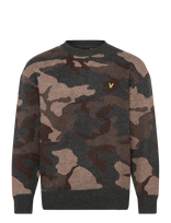 Lyle & Scott - Brushed Camouflage Crew Neck Jumper - Apvalios apykaklės megztinis - Chaki spalva