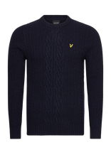 Lyle & Scott - Ribbed Cable Knit Jumper - Apvalios apykaklės megztinis - Tamsiai mėlyna