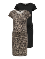 Only Maternity - Olmlovely Life S/S Dress 2-Pck Noos - Iki kelių ir midi suknelės - Juoda