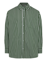 Weekday - Oversized Long Sleeve Shirt - Dryžuoti marškiniai - Žalia