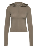 Weekday - Slim Fit Lyocell Zip Hoodie - Džemperis - Chaki spalva