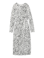 Calvin Klein - Ls Ruched Assym Printed Midi Dre - Iki kelių ir midi suknelės - Balta