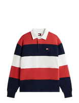 Tommy Jeans - Tjm Rlx Badge Stripe Rugby - Polo marškinėliai ilgomis rankovėmis - Marga / raštuota