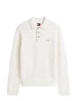 Tommy Jeans - Tjm Slim Essential Polo Swtr Ext - Polo marškinėliai ilgomis rankovėmis - Balta