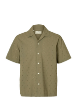 Selected - Slhrlxjax Broderie Ss Shirt - Marškiniai trumpomis rankovėmis - Žalia