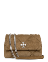 Tory Burch - Kira Diamond Quilt Suede Small Convertible Shoulder Bag - Rankinė - Ruda