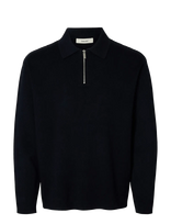 Selected - Slmteller Fn Half Zip Polo Noos - Polo marškinėliai ilgomis rankovėmis - Tamsiai mėlyna