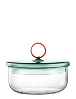 Muurla - Loop Low Jar W Lid 12Cm, Clear/Teal/Amber - Virtuvės stiklainis - Žalia