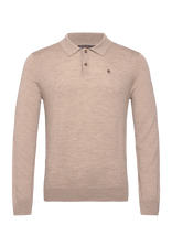 Morris - Merino Polo Knit - Polo marškinėliai ilgomis rankovėmis - Smėlio