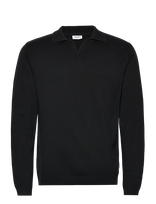 Lindbergh - Splitneck Recycled Yarn Knit - Polo marškinėliai ilgomis rankovėmis - Juoda