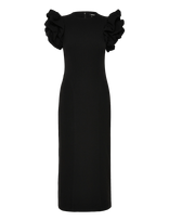 ROTATE - Crepe Puffy Midi Dress - Iki kelių ir midi suknelės - Juoda