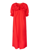 STINE GOYA - Solid Viscose, Puff Sleeve Detail Long Dress - Ilga suknelė - Raudona
