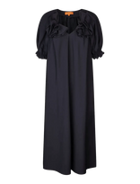 STINE GOYA - Solid Viscose, Puff Sleeve Detail Long Dress - Ilga suknelė - Tamsiai mėlyna