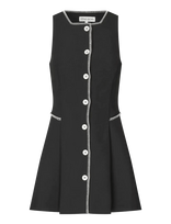 STINE GOYA - Structured Crepe, Sleeveless Button-Up Mini Dress - Trumpa suknelė - Juoda