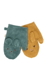 Fabelab - Bath Mitts - 2 Pack - Bear And Bunn - Audiniai - Marga / raštuota