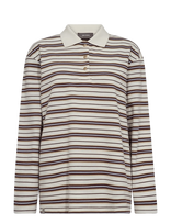 MOS MOSH - Mmrossett Ls Stripe Polo Tee - Marškinėliai ilgomis rankovėmis - Smėlio