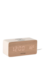 KARLSSON - Alarm Clock Block W. Phone Charger Led White Wash Veneer, White Led - Žadintuvas