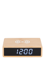 KARLSSON - Alarm Clock Flat W. Phone Charger Led Bamboo - Žadintuvas