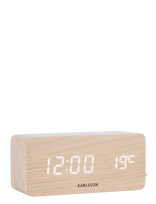 KARLSSON - Alarm Clock Block W. Phone Charger Led Light Wood Veneer, White Led - Žadintuvas