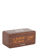 KARLSSON - Alarm Clock Block W. Phone Charger Led Dark Wood Veneer, White Led - Žadintuvas - Ruda