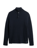 Superdry - Vintage Ribbed Henley - Polo marškinėliai ilgomis rankovėmis - Tamsiai mėlyna