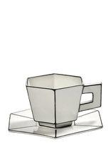 Serax - Cappuccino Cup + Saucer White/Black - Kavos puodelis - Balta