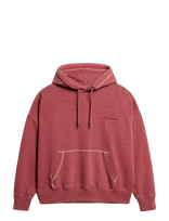 Superdry - Essential Logo Overdyed Hoodie - Džemperis - Raudona