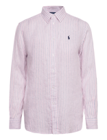 Polo Ralph Lauren - Classic Fit Striped Linen Shirt - Marškinėliai ilgomis rankovėmis - Violetinė