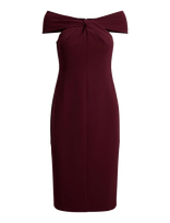 Lauren Ralph Lauren - Double Crepe-Cocktail Dress - Iki kelių ir midi suknelės - Burgundiška splava