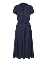 Lauren Ralph Lauren - Polka-Dot Belted Crepe Dress - Iki kelių ir midi suknelės - Tamsiai mėlyna