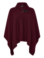 Lauren Ralph Lauren - Buckle-Trim Wool-Blend Sweater Poncho - Pončas - Burgundiška splava