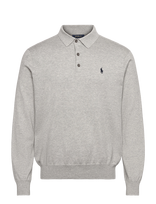 Polo Ralph Lauren - Cotton Polo-Collar Sweater - Marškinėliai ilgomis rankovėmis - Pilka
