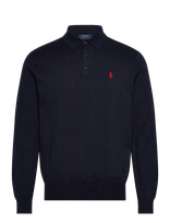 Polo Ralph Lauren - Cotton Polo-Collar Sweater - Marškinėliai ilgomis rankovėmis - Tamsiai mėlyna