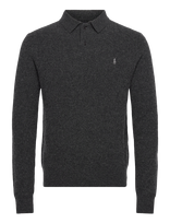 Polo Ralph Lauren - Textured Wool-Cotton Polo-Collar Sweater - Polo marškinėliai ilgomis rankovėmis - Pilka