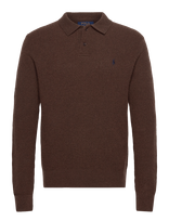 Polo Ralph Lauren - Textured Wool-Cotton Polo-Collar Sweater - Polo marškinėliai ilgomis rankovėmis - Ruda