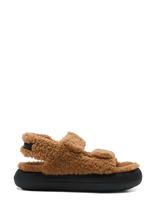 Moon Boot - Mb Shearling Sandal - Plokščiapadžiai sandalai - Ruda