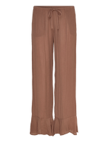 Monki - Mid Rise Loose Flounce Trousers - Plačios kelnės - Ruda