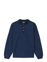 Mads Nørgaard - Light Terry Polo Sweat - Marškinėliai ilgomis rankovėmis - Tamsiai mėlyna