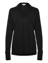 Filippa K - Crépe Jersey Shirt - Marškinėliai ilgomis rankovėmis - Juoda