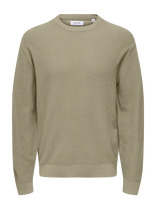 ONLY & SONS - Onstony Ds 12 Ls Waffle Crew Knit Noos - Apvalios apykaklės megztinis - Žalia