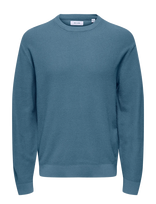 ONLY & SONS - Onstony Ds 12 Ls Waffle Crew Knit Noos - Apvalios apykaklės megztinis - Mėlyna