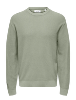 ONLY & SONS - Onstony Ds 12 Ls Waffle Crew Knit Noos - Apvalios apykaklės megztinis - Žalia