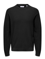 ONLY & SONS - Onstony Ds 12 Ls Waffle Crew Knit Noos - Apvalios apykaklės megztinis - Juoda